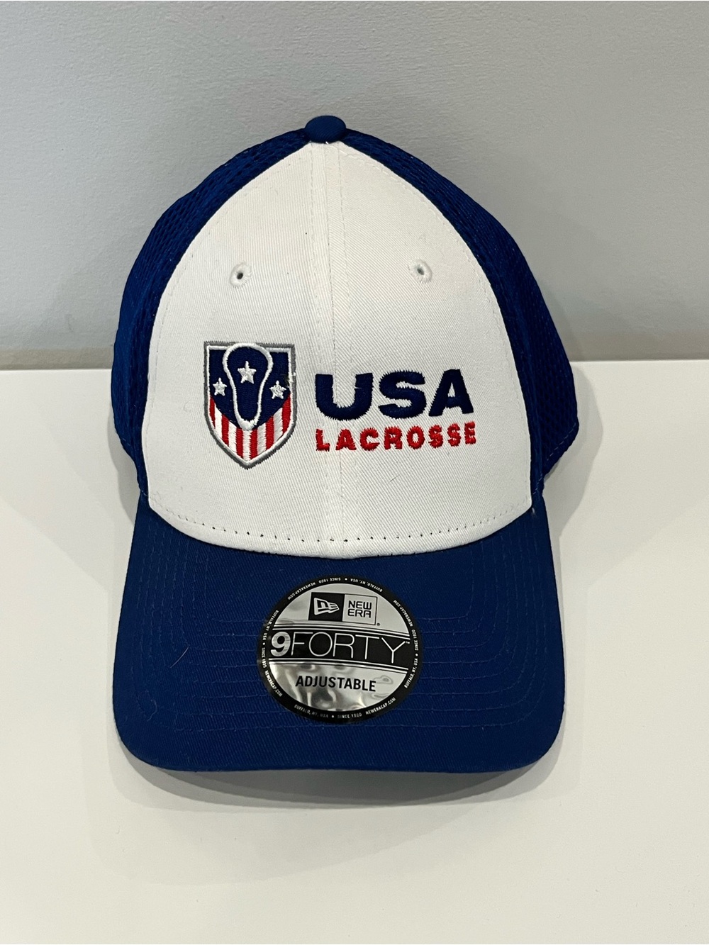 New Era USA Lacrosse Two-Tone Navy & White 9FORTY Adjustable Cap